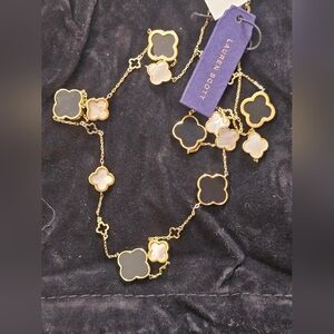 Gold and Black Clover Necklace